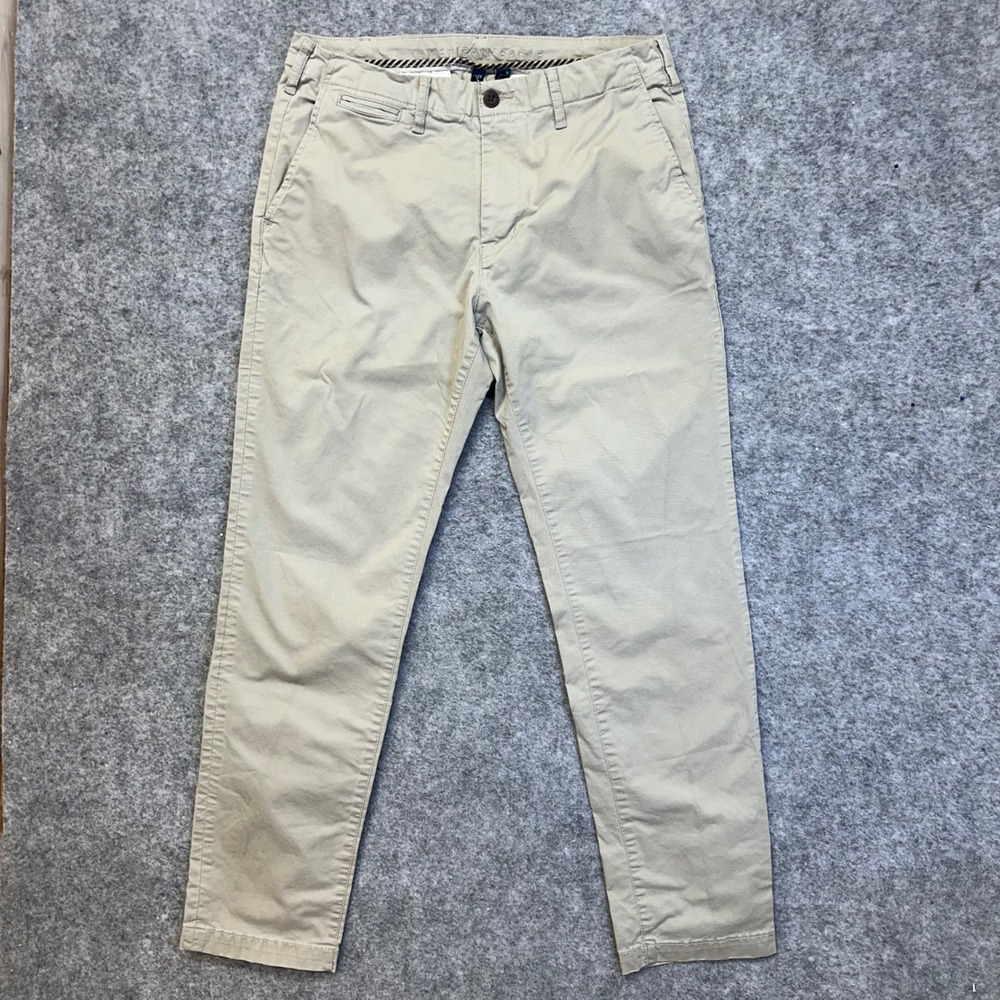 American Eagle Chino Pants Mens‎ 33x34 Khaki Next Level Flex Slim Taper